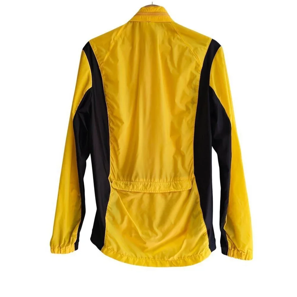 Descente Yellow & Black Cycling Jacket Mens Lightweight, Size Medium Run Small